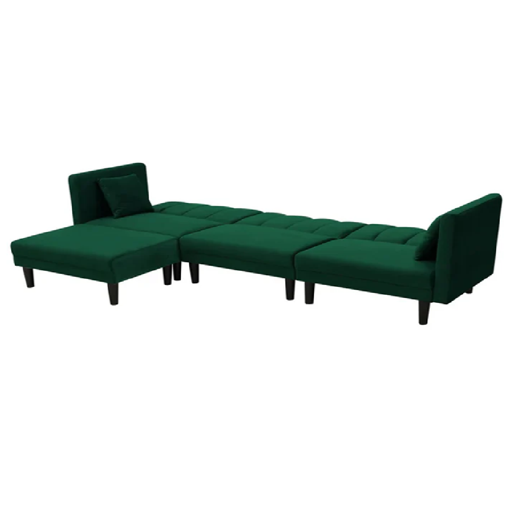 Green sectional sofa on a white background