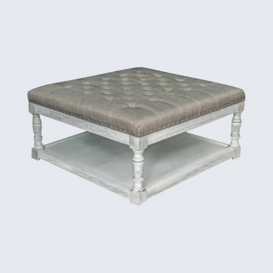 34" Wide Tufted Square Cocktail Ottoman Coffee Table