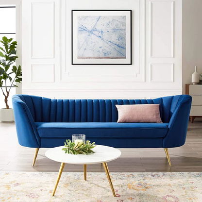 4 Seater Sofa Set : Velvet Rolled Arm Chesterfield Sofa