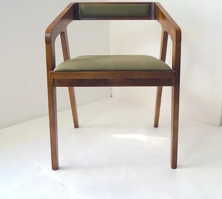 Solid Sheesham Wood Arm Chair | Modern High Back PU Leather Cushion