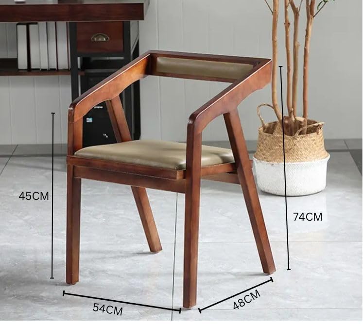 Solid Sheesham Wood Arm Chair | Modern High Back PU Leather Cushion