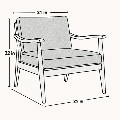 Mid-Century Solid Sheesham Arm Chair with Cushion – Lounge Accent in Walnut