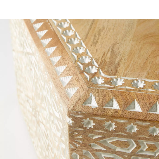 Hand Carved Hexa Coffee Table