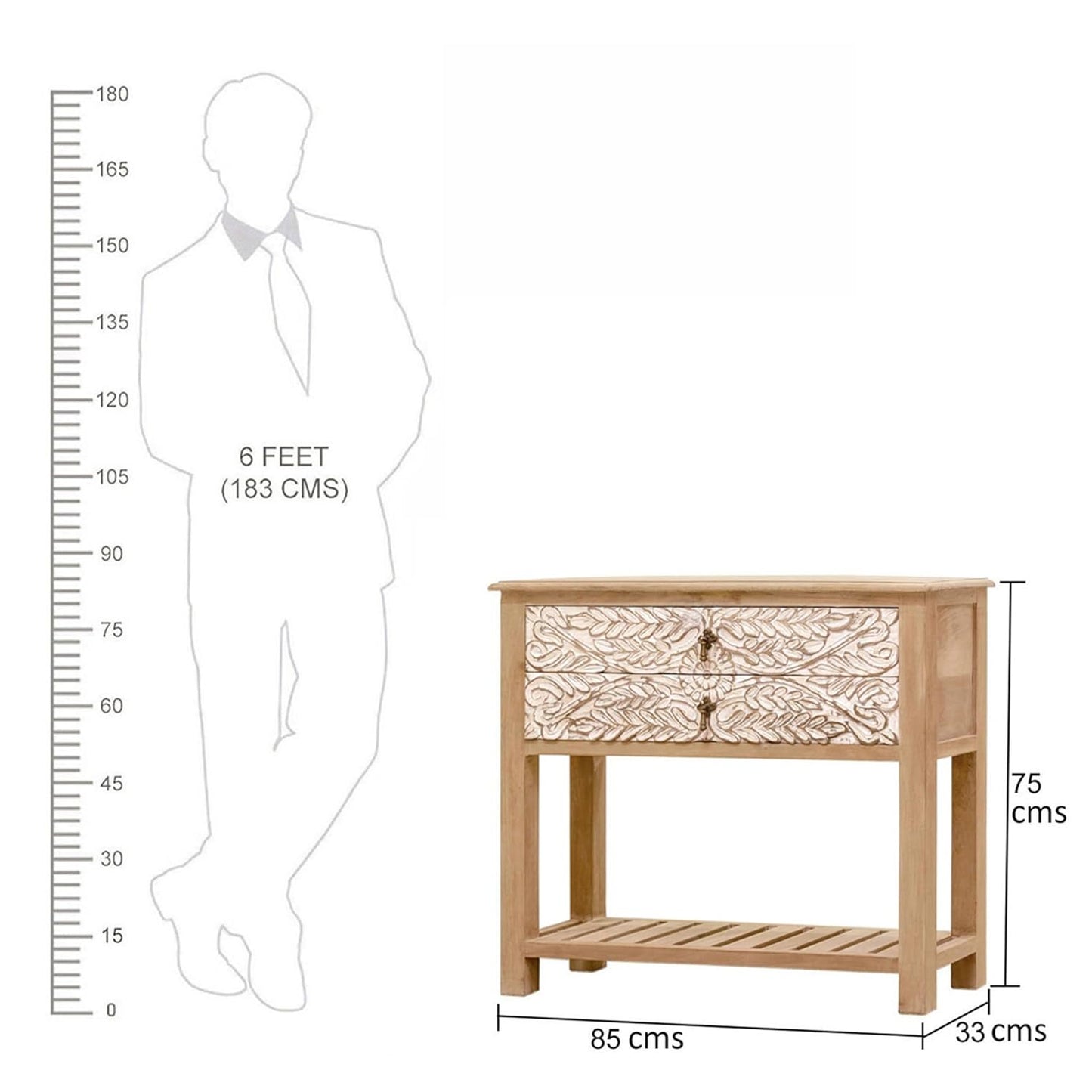 Natural-Wood Console Table with White Matte Finish — Stylish Entry / Living Room Piece