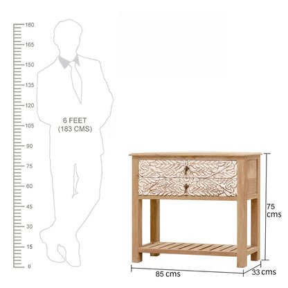 Natural-Wood Console Table with White Matte Finish — Stylish Entry / Living Room Piece