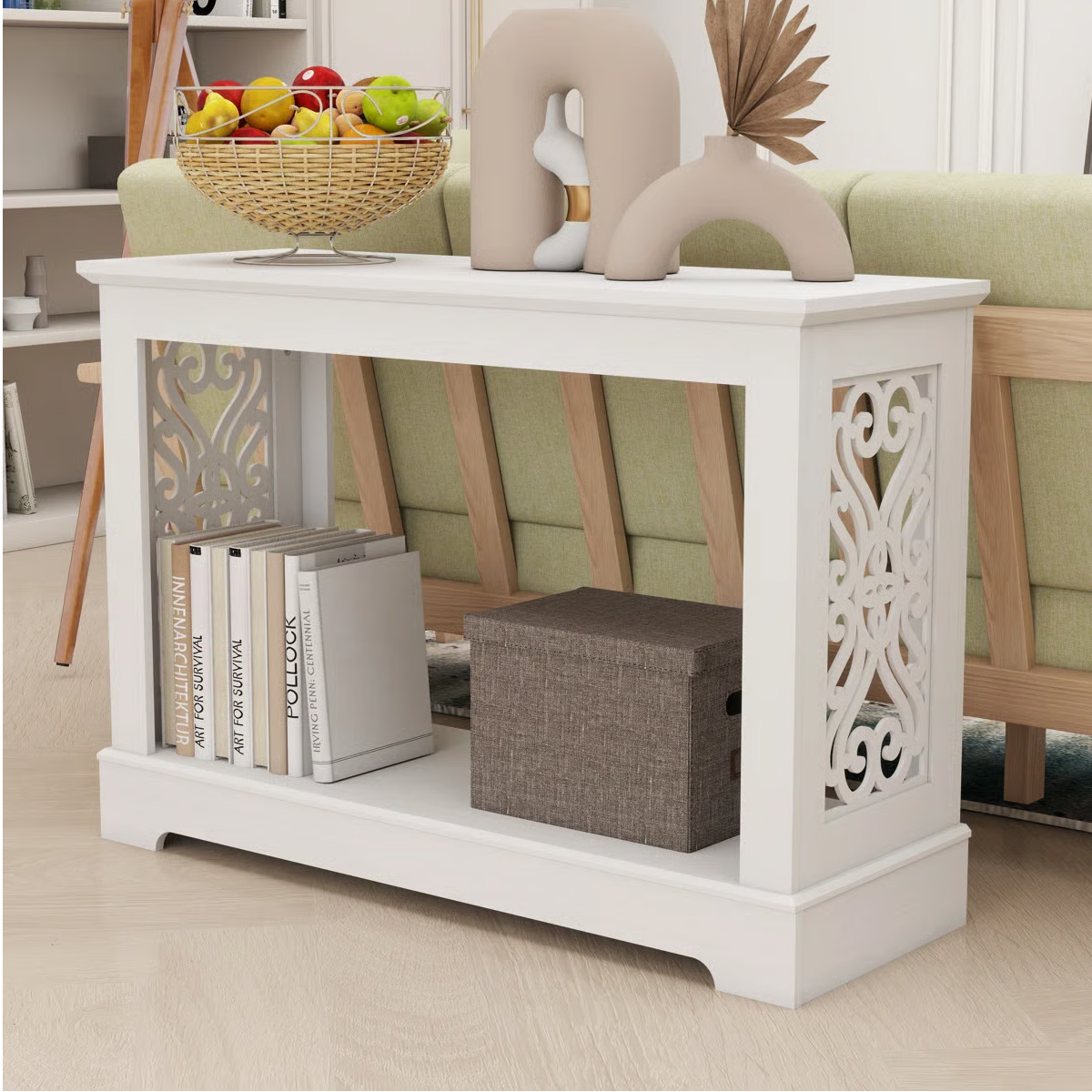 Wooden 42'' Console Table – Pearl White Oak Finish
