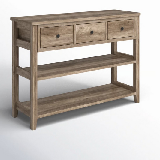 47''  Console Table with Wood Frame, 3 Drawers & 2 Open Shelves