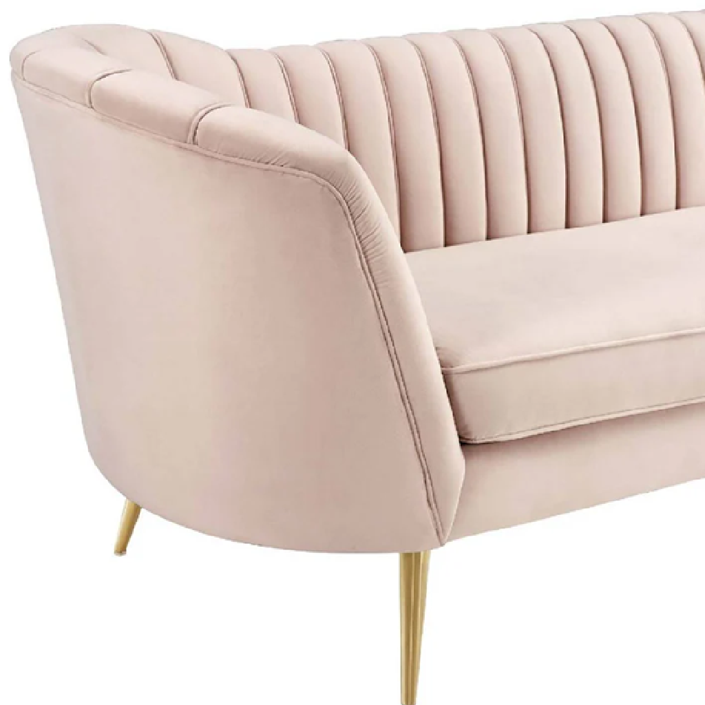 4 Seater Sofa Set : Velvet Rolled Arm Chesterfield Sofa