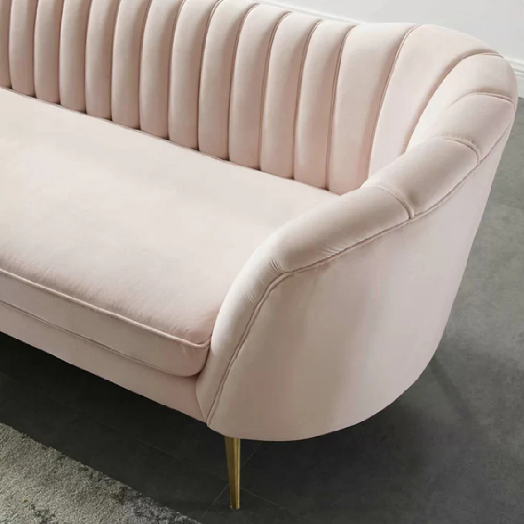 4 Seater Sofa Set : Velvet Rolled Arm Chesterfield Sofa