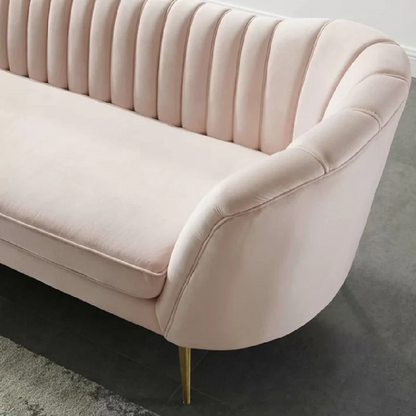 4 Seater Sofa Set : Velvet Rolled Arm Chesterfield Sofa