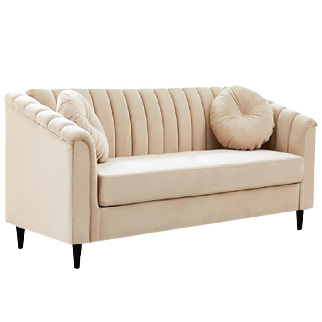2-Seater Cream Fabric Sofa  Premium Living Room Piece