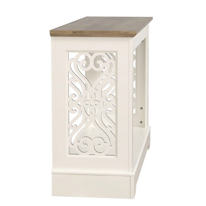 Korbin 42'' Console Table – Ivory & Knotty Oak Finish