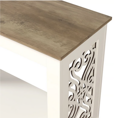 Korbin 42'' Console Table – Ivory & Knotty Oak Finish