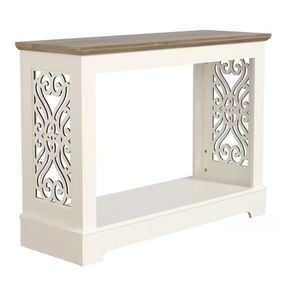 Korbin 42'' Console Table – Ivory & Knotty Oak Finish