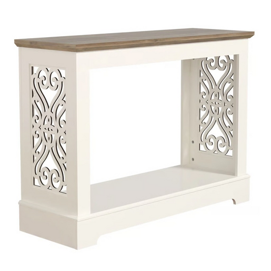 Korbin 42'' Console Table – Ivory & Knotty Oak Finish