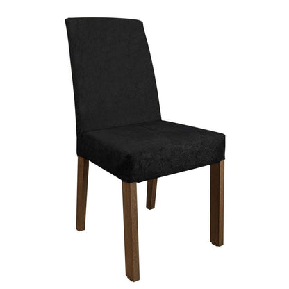 4-Seater Dining Set with Square Glass Table Top, Sturdy Wooden Frame, Fully Cushioned Seats – 90 cm, Brown/Black