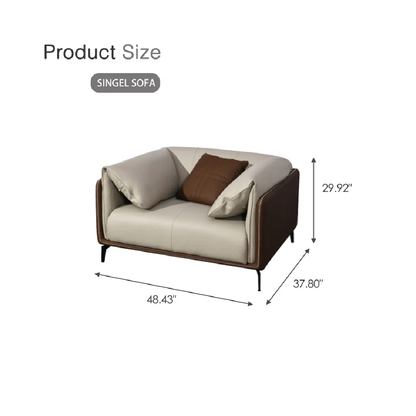 Single sofa with dimensions labeled on a white background