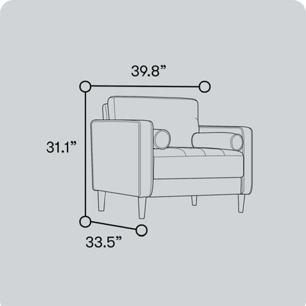 39.8” Tufted Club Chair – Square Arm Upholstered Accent Chair for Living Room