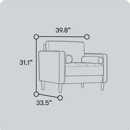 39.8” Tufted Club Chair – Square Arm Upholstered Accent Chair for Living Room