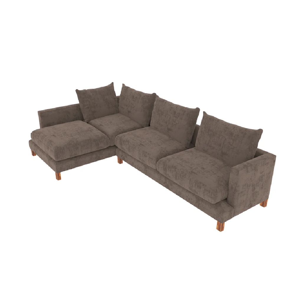 Brown sectional sofa on a white background