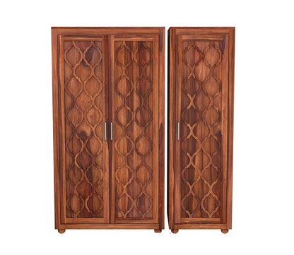 Solid Sheesham Wood 3-Door Wardrobe with 2 Drawers, 6 Shelves & Hanging Space – Large Bedroom Almirah (Honey Finish)